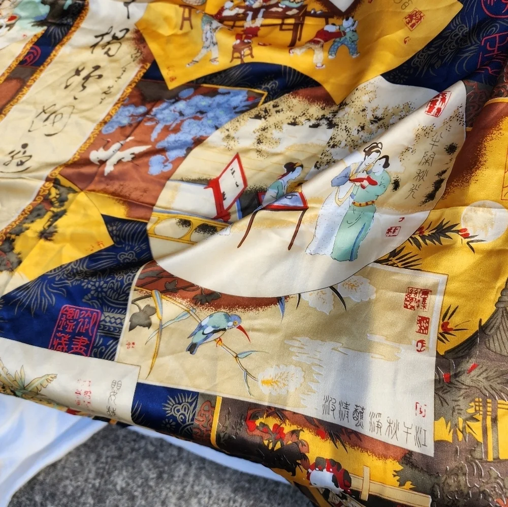 Waiki Asian water carrier silk scarf‎ NWT